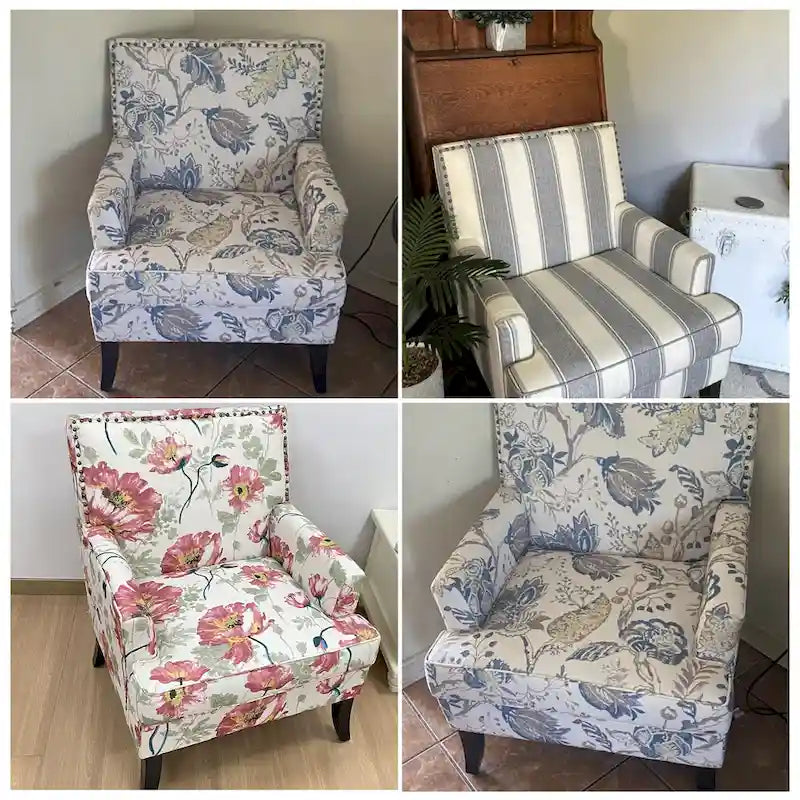Blue / Red / Grey Nailhead Trim Accent Arm Chair, Set of 2