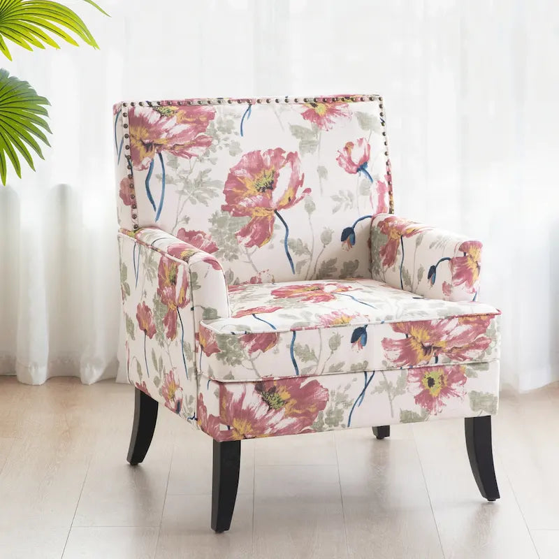 Blue / Red / Grey Nailhead Trim Accent Arm Chair, Set of 2