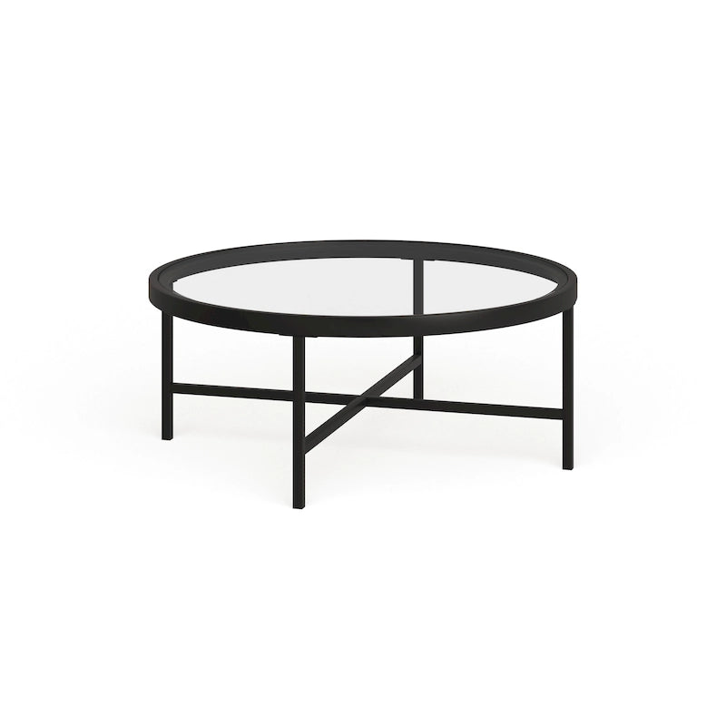Round Steel Coffee Table – Tempered Glass Top, Multi-Finish