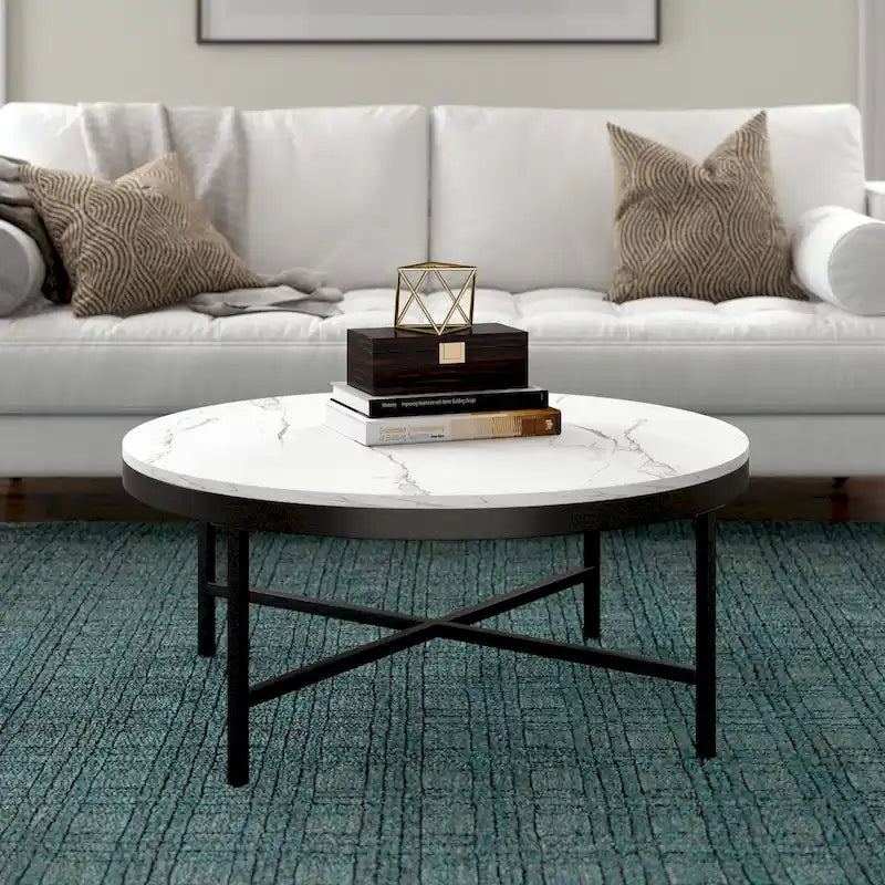 Table Basse Ronde en Acier – Plateau en Verre Trempé, Plusieurs Finitions