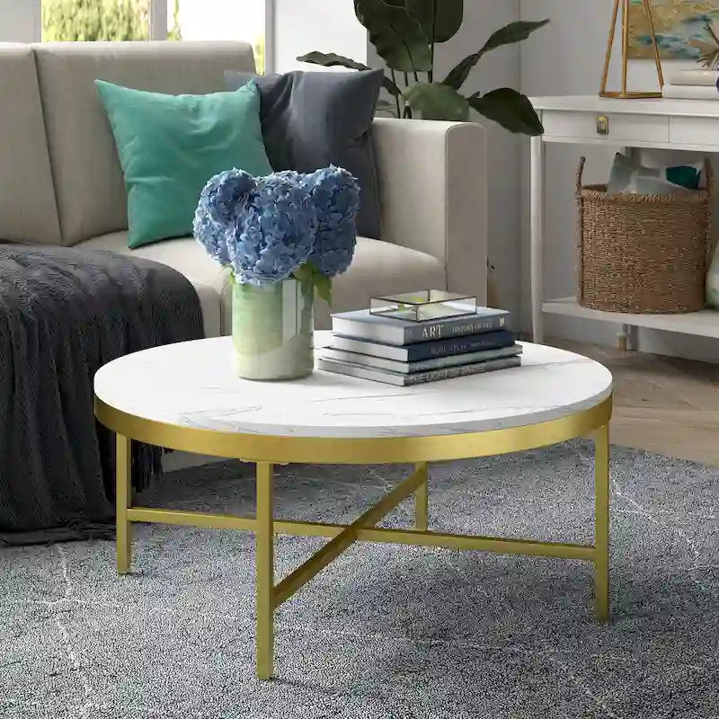 Table Basse Ronde en Acier – Plateau en Verre Trempé, Plusieurs Finitions