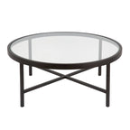 Round Steel Coffee Table – Tempered Glass Top, Multi-Finish