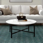 Round Steel Coffee Table – Tempered Glass Top, Multi-Finish