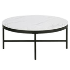 Round Steel Coffee Table – Tempered Glass Top, Multi-Finish