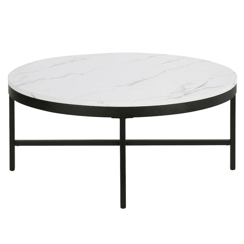 Round Steel Coffee Table – Tempered Glass Top, Multi-Finish