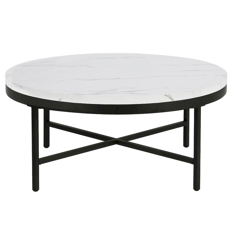 Round Steel Coffee Table – Tempered Glass Top, Multi-Finish