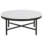 Round Steel Coffee Table – Tempered Glass Top, Multi-Finish