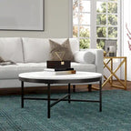 Round Steel Coffee Table – Tempered Glass Top, Multi-Finish