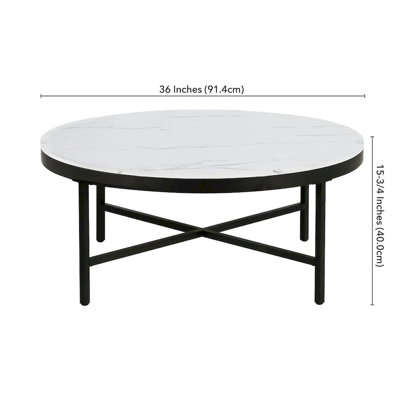 Round Steel Coffee Table – Tempered Glass Top, Multi-Finish