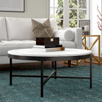 Round Steel Coffee Table – Tempered Glass Top, Multi-Finish