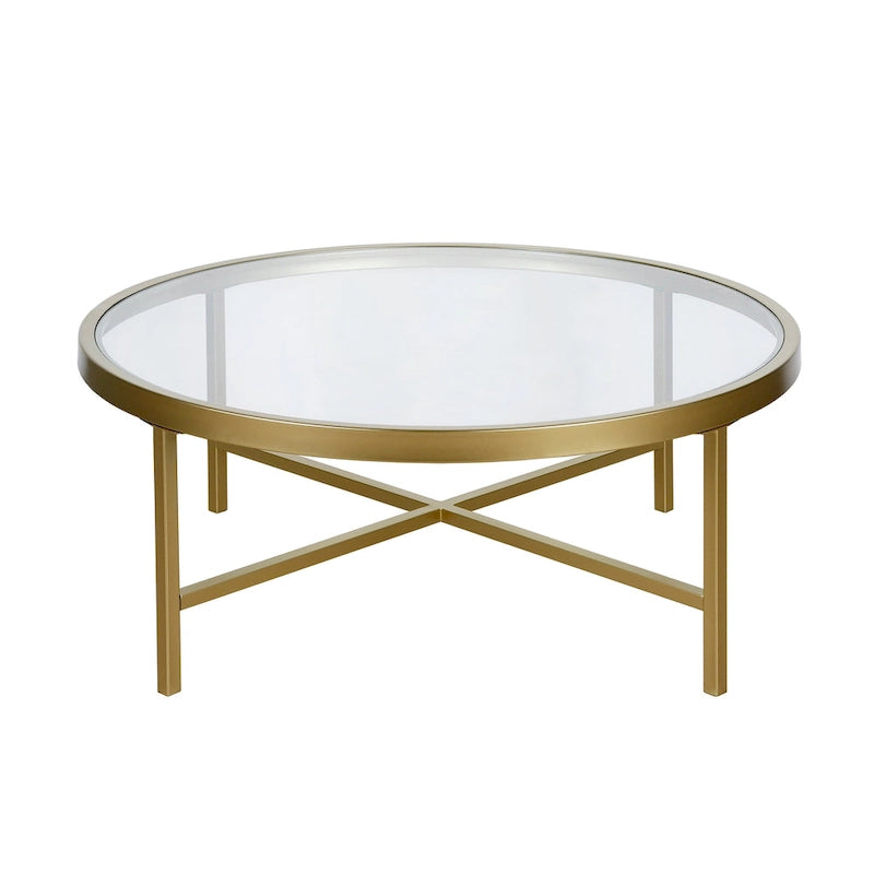Round Steel Coffee Table – Tempered Glass Top, Multi-Finish