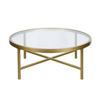 Round Steel Coffee Table – Tempered Glass Top, Multi-Finish