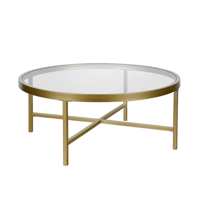 Round Steel Coffee Table – Tempered Glass Top, Multi-Finish