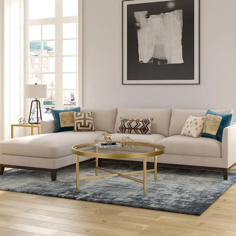 Round Steel Coffee Table – Tempered Glass Top, Multi-Finish