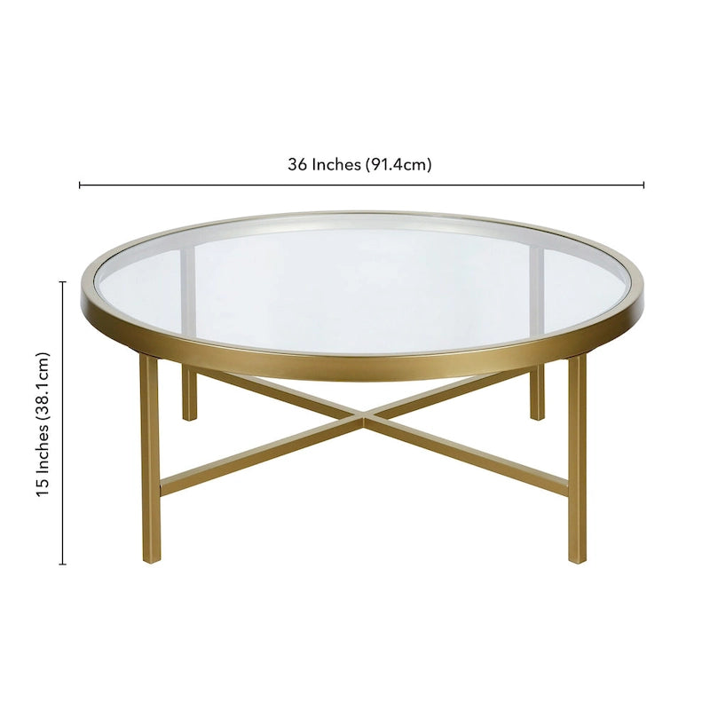 Round Steel Coffee Table – Tempered Glass Top, Multi-Finish