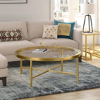 Round Steel Coffee Table – Tempered Glass Top, Multi-Finish