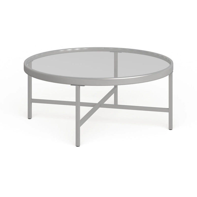 Round Steel Coffee Table – Tempered Glass Top, Multi-Finish