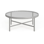 Round Steel Coffee Table – Tempered Glass Top, Multi-Finish