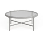 Round Steel Coffee Table – Tempered Glass Top, Multi-Finish