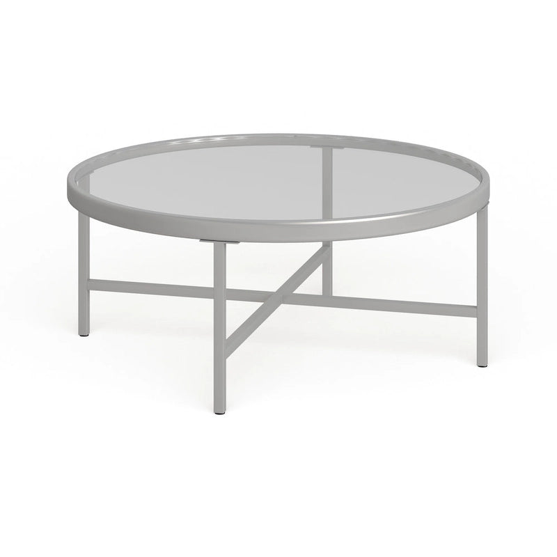 Round Steel Coffee Table – Tempered Glass Top, Multi-Finish