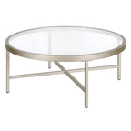 Round Steel Coffee Table – Tempered Glass Top, Multi-Finish