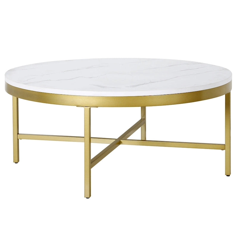 Round Steel Coffee Table – Tempered Glass Top, Multi-Finish