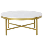 Round Steel Coffee Table – Tempered Glass Top, Multi-Finish