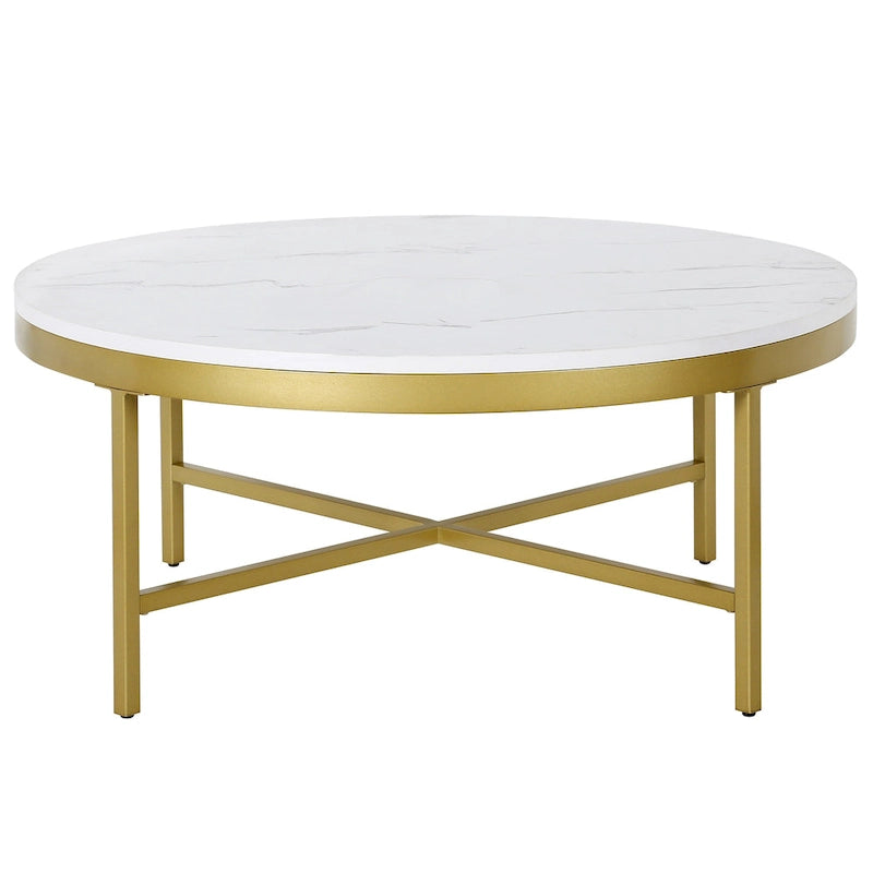 Round Steel Coffee Table – Tempered Glass Top, Multi-Finish