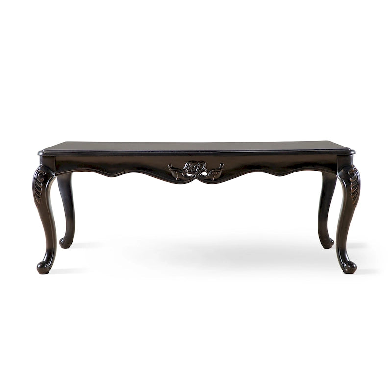 Black / Champagne, Baroque Style, 1-Piece Coffee Table with Carved Legs