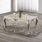 Black / Champagne, Baroque Style, 1-Piece Coffee Table with Carved Legs