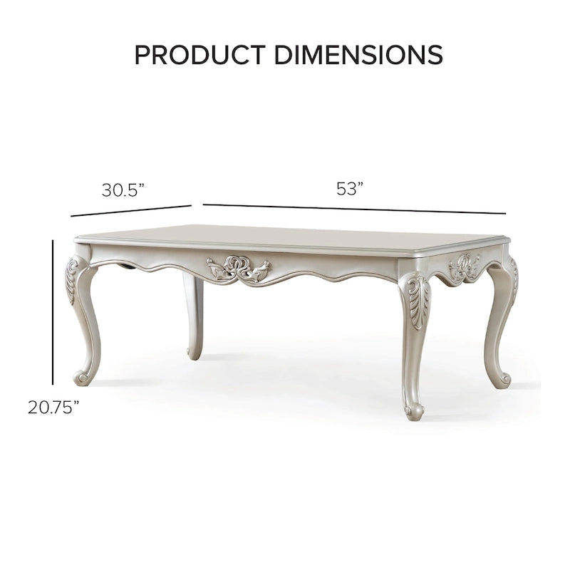 Black / Champagne, Baroque Style, 1-Piece Coffee Table with Carved Legs