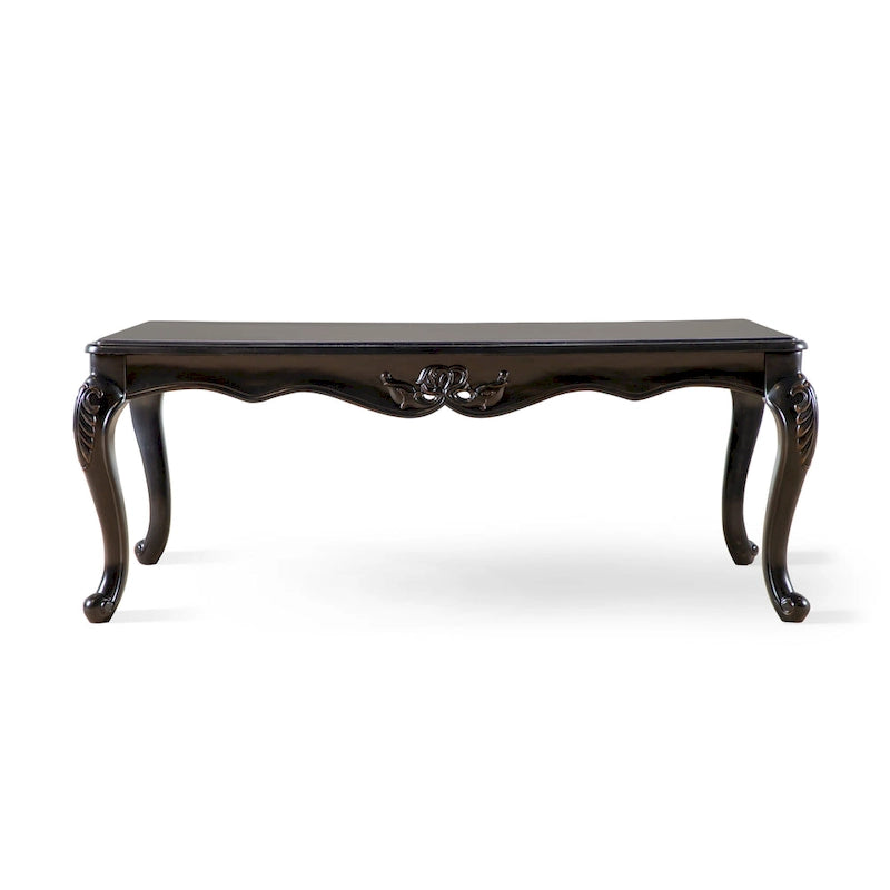 Black / Champagne, Baroque Style, 1-Piece Coffee Table with Carved Legs