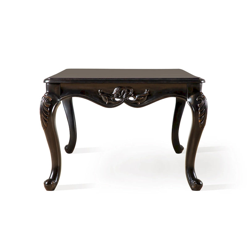Black / Champagne, Baroque Style, 1-Piece Coffee Table with Carved Legs
