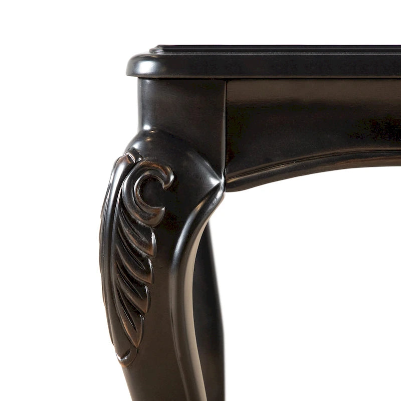 Black / Champagne, Baroque Style, 1-Piece Coffee Table with Carved Legs