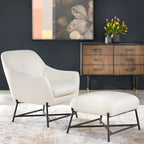Camel Brown / Black / Grey / White Mid-Century Modern Accent Chair with Ottoman, 1-Seat