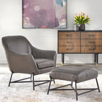 Camel Brown / Black / Grey / White Mid-Century Modern Accent Chair with Ottoman, 1-Seat