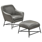 Camel Brown / Black / Grey / White Mid-Century Modern Accent Chair with Ottoman, 1-Seat