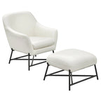 Camel Brown / Black / Grey / White Mid-Century Modern Accent Chair with Ottoman, 1-Seat