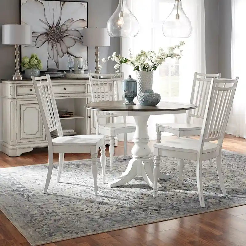 Antique White Drop Leaf Dining Set, 5-Piece, Seats 4
