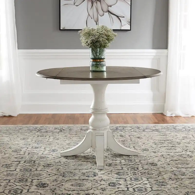 Antique White Drop Leaf Dining Set, 5-Piece, Seats 4