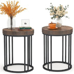 Rustic Brown & Black 2-Tier Round End Table, 1–2 Person Use