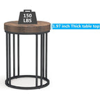 Rustic Brown & Black 2-Tier Round End Table, 1–2 Person Use