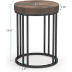 Rustic Brown & Black 2-Tier Round End Table, 1–2 Person Use