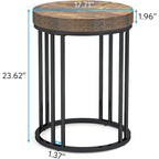 Rustic Brown & Black 2-Tier Round End Table, 1–2 Person Use