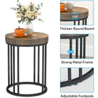 Rustic Brown & Black 2-Tier Round End Table, 1–2 Person Use