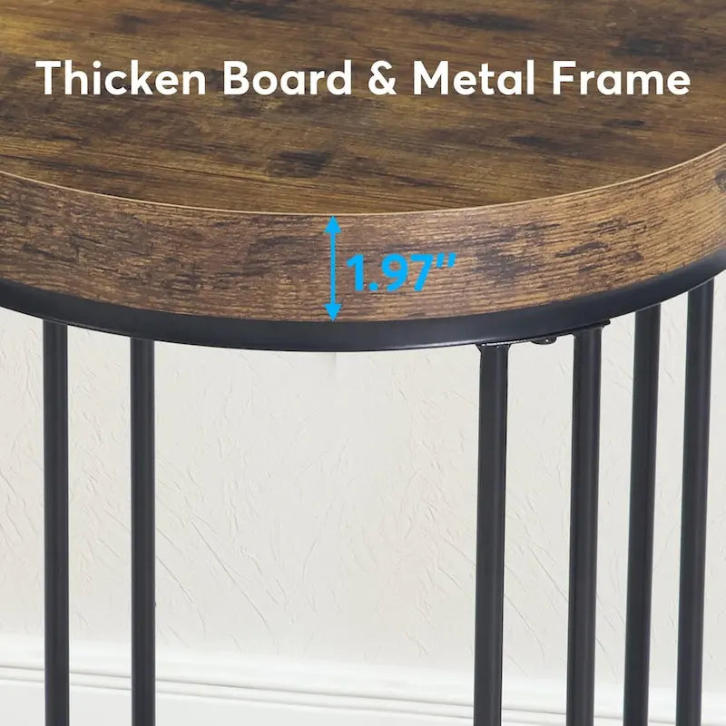 Rustic Brown & Black 2-Tier Round End Table, 1–2 Person Use