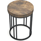 Rustic Brown & Black 2-Tier Round End Table, 1–2 Person Use