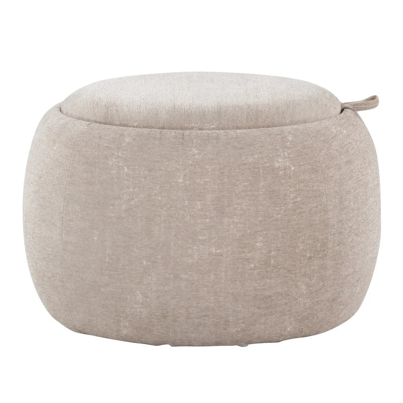 Pouf avec plateau en bois naturel