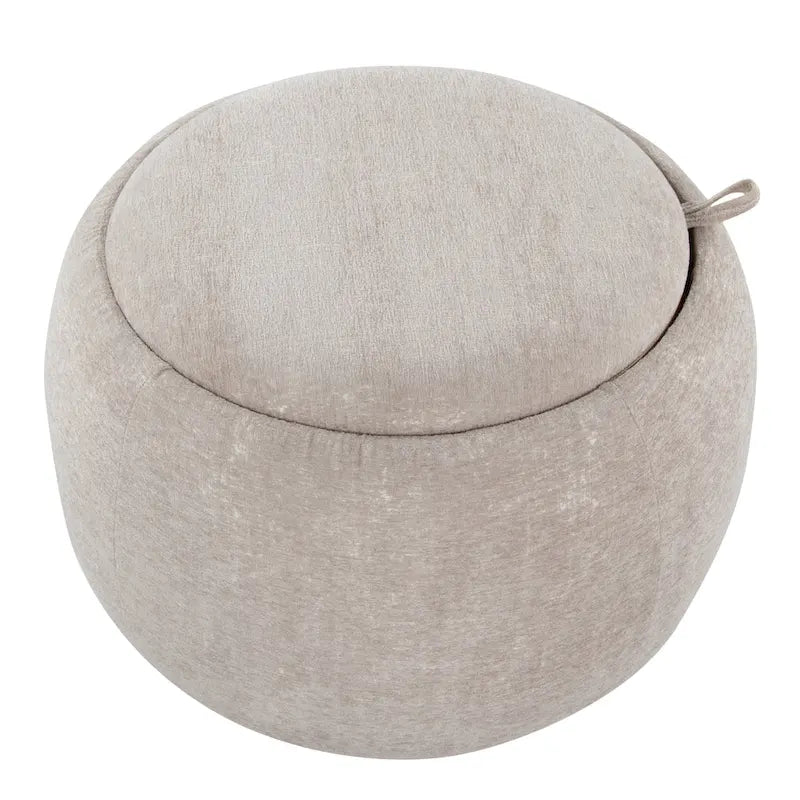 Pouf avec plateau en bois naturel
