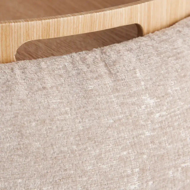 Pouf avec plateau en bois naturel